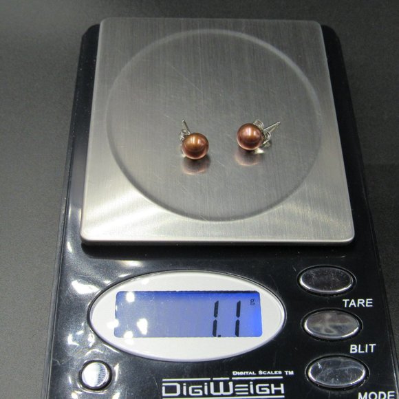 Sterling Silver Small Brown Real Pearl Earrings - Picture 6 of 6